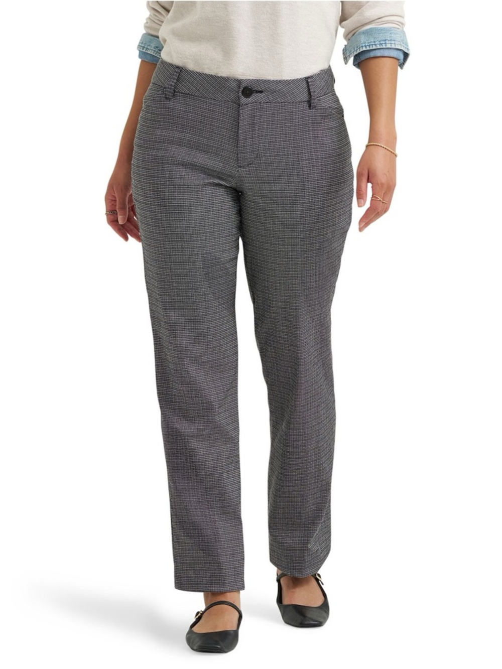 Lee straight leg mid rise wrinkle free size 12